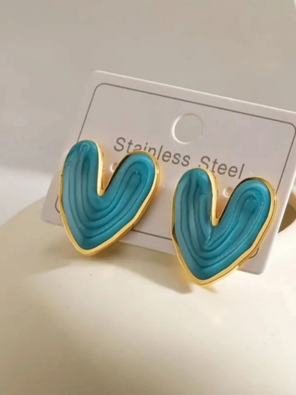 Blue & Gold Stainless Steel Earrings